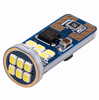 Автолампа диод T10(W5W) 12-24V 18SMD диодов 1-конт с обманкой Белая  SKYWAY Салон, габ. min 2шт
